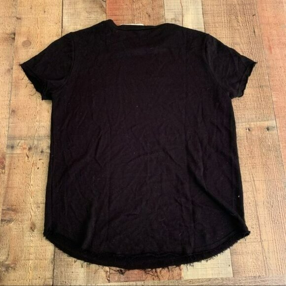 Twinkle womens distressed frayed short sleeve top in black - Picture 3 of 6